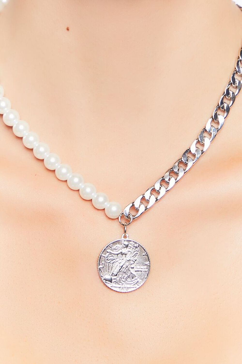 Reworked Faux Pearl Coin Necklace, image 2