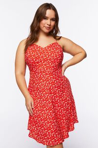 RED/MULTI Plus Size Ditsy Floral Cami Dress, image 4