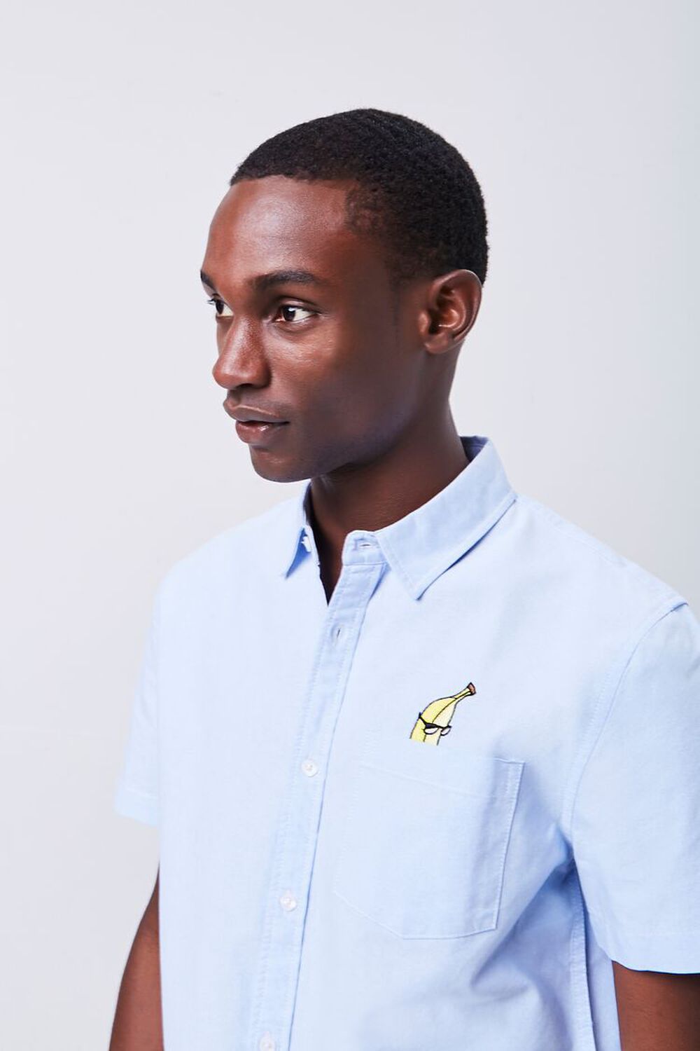 BLUE/MULTI Fitted Embroidered Banana Pocket Shirt, image 1