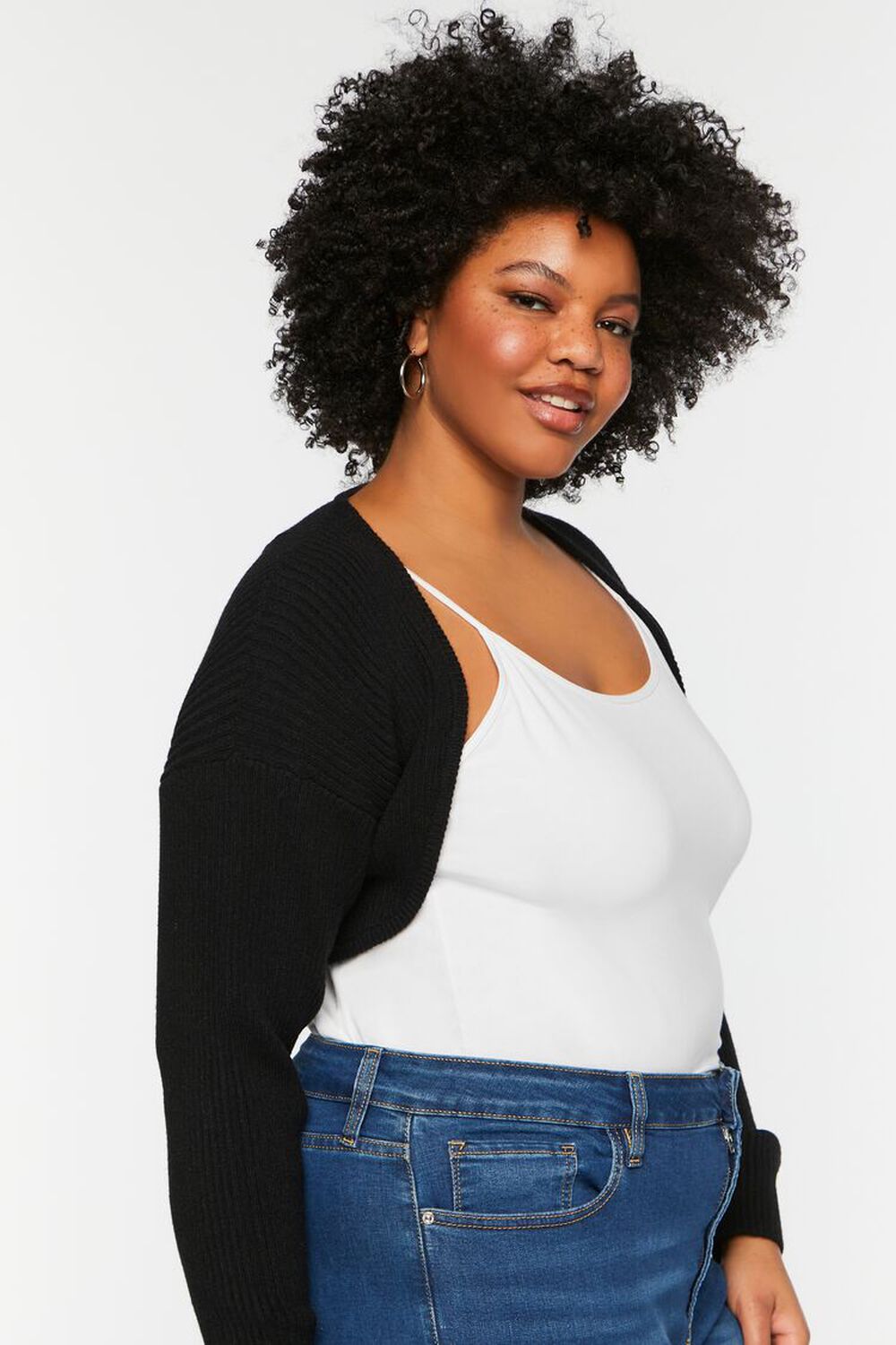 Plus Size Open-Front Cropped Shrug