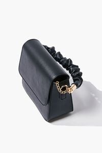 BLACK Ruched Faux Leather Crossbody Bag, image 2