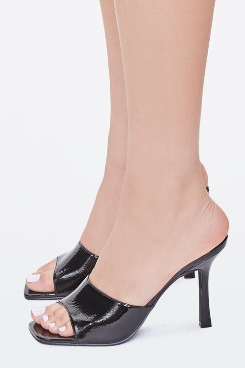 BLACK Faux Patent Leather Slip-On Heels, image 2