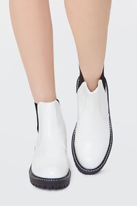 WHITE/BLACK Faux Leather Chelsea Booties, image 4