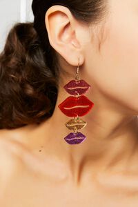 GOLD/PINK Glitter Lips Drop Earrings, image 1