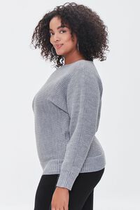 HEATHER GREY Plus Size Ribbed Knit Sweater, image 2