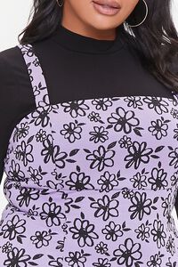 PURPLE/BLACK Plus Size Floral Print Dress, image 5