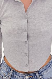HEATHER GREY Cropped Polo Shirt, image 5