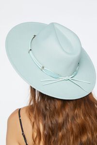 LIGHT BLUE/SILVER Knotted Faux Leather-Trim Fedora, image 3