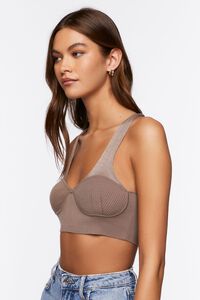 TAUPE Twisted Cutout Crop Top, image 2
