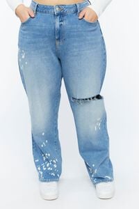 MEDIUM DENIM Plus Size Hemp 10% Bleach Dye Straight-Leg Jeans, image 6