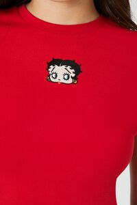 RED/MULTI Embroidered Betty Boop Graphic Baby Tee, image 5