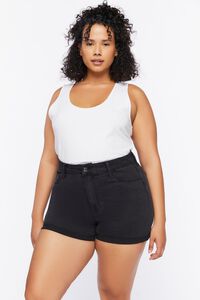 BLACK Plus Size Denim Curvy Shorts, image 1