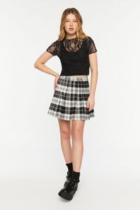BLACK/WHITE Pleated Plaid A-Line Mini Skirt, image 5