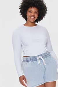 WHITE Plus Size Ruched Crop Top, image 1