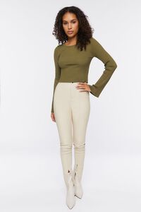 OLIVE Ribbed Bell-Sleeve Crop Top, image 4