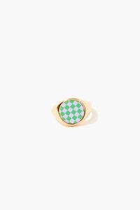 GOLD/GREEN Checkered Cocktail Ring, image 3