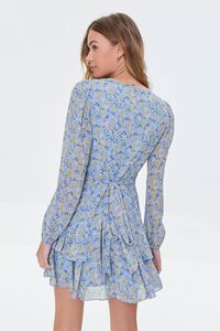 BLUE/MULTI Ditsy Floral Chiffon Mini Dress, image 3