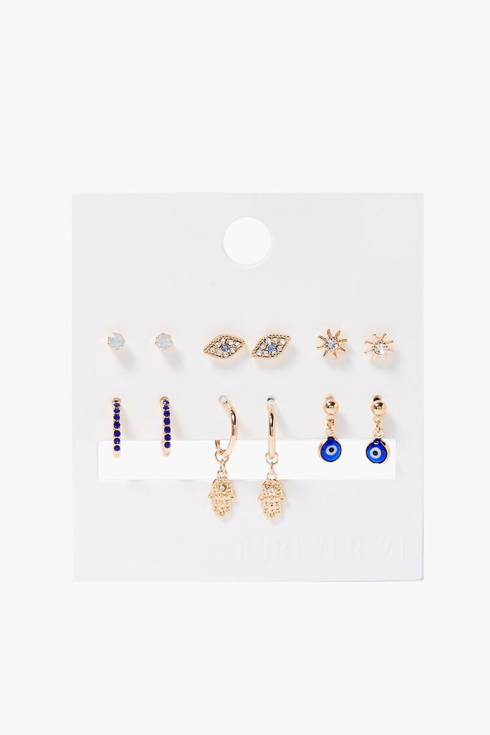GOLD/BLUE Evil Eye Assorted Earrings Set, image 1