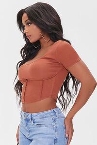 RUST Ribbed Inverted-Seam Crop Top, image 2