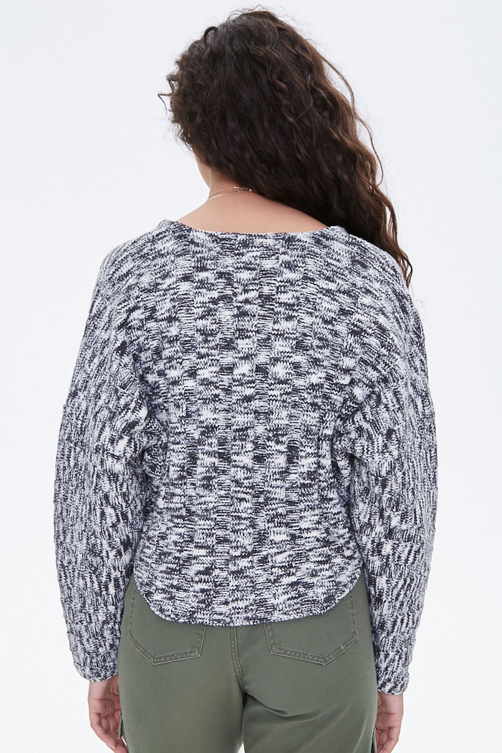 BLACK/WHITE Marled High-Low Sweater, image 3