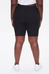 BLACK Plus Size Embossed Biker Shorts, image 4