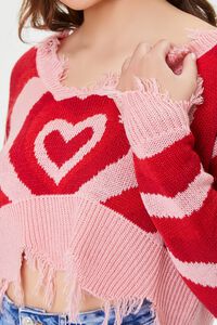 RED/MULTI Frayed Heart Sweater, image 5