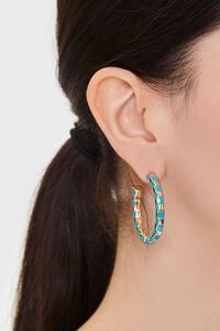 GOLD/TURQUOISE Speckled Open-End Hoop Earrings, image 1