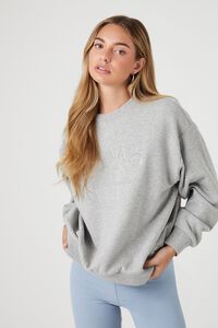 HEATHER GREY/MULTI Embroidered French Terry Pullover, image 1