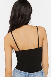 BLACK Floral Lace-Trim Bodysuit, image 3