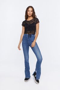 BLACK Sheer Lace Cropped Tee, image 4