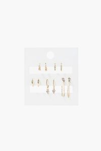 GOLD/CLEAR Assorted Hoop & Stud Earring Set, image 1