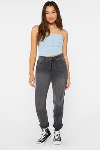 BLACK Distressed Long High-Rise Mom Jeans, image 5