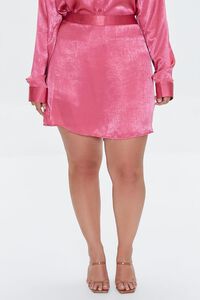 ROSE PETAL Plus Size Satin Mini Skirt, image 2