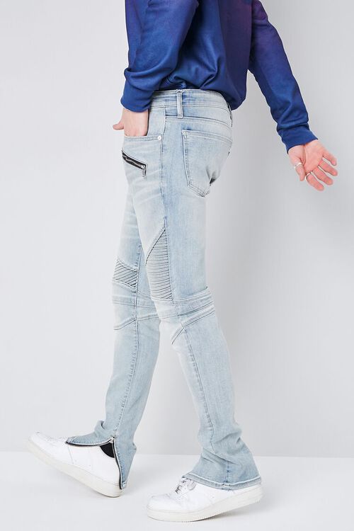 LIGHT DENIM Stonewash Skinny Moto Jeans, image 3