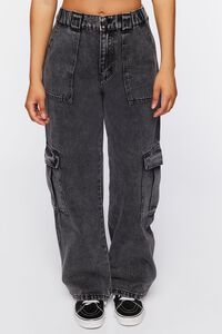 WASHED BLACK Cargo Pocket Jeans, image 2