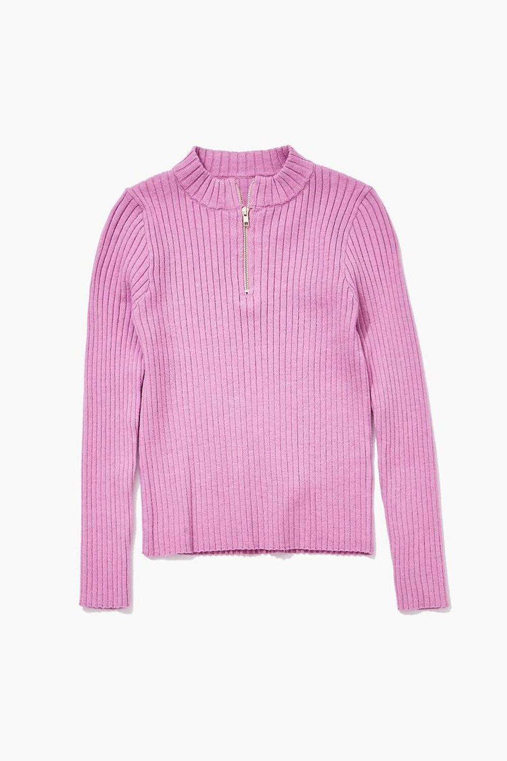 PINK Girls Ribbed Half-Zip Sweater (Kids), image 1