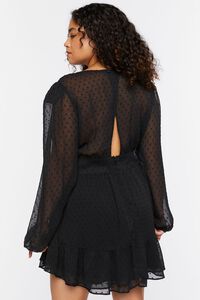 BLACK Plus Size Swiss Dot Mini Dress, image 3