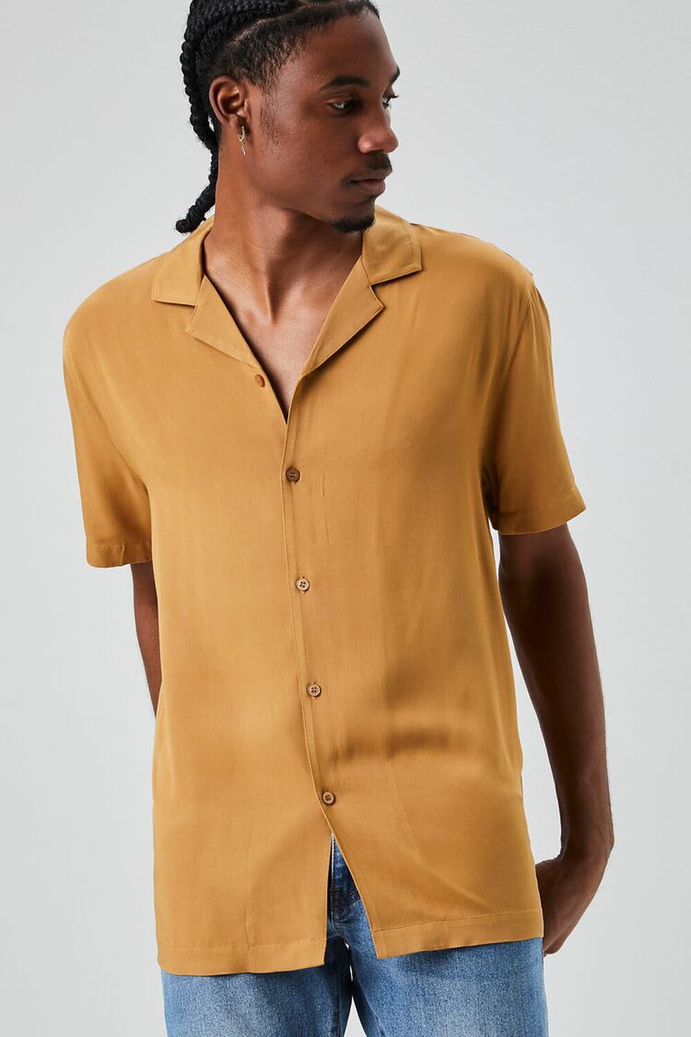 BROWN Drop-Sleeve Buttoned Shirt, image 1