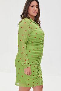 GREEN/MULTI Plus Size Mesh Strawberry Print Dress, image 2