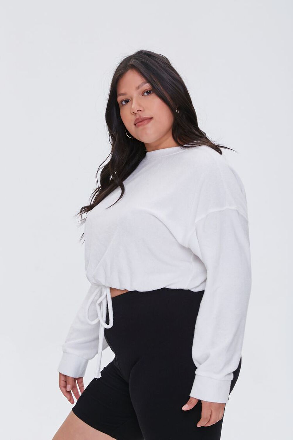 CREAM Plus Size French Terry Drawstring Pullover, image 2