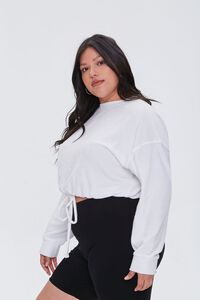 CREAM Plus Size French Terry Drawstring Pullover, image 2