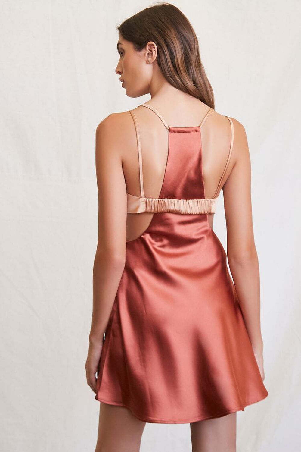 BLUSH/ROSE Satin Cutout Mini Dress, image 3