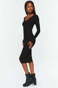 BLACK Sweater-Knit V-Neck Midi Dress, image 2