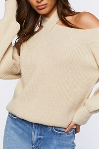 BEIGE Crisscross Off-the-Shoulder Sweater, image 5