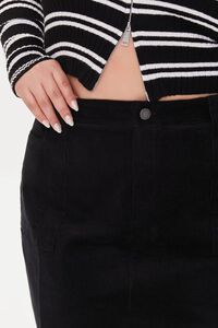 BLACK Plus Size Corduroy Mini Skirt, image 6