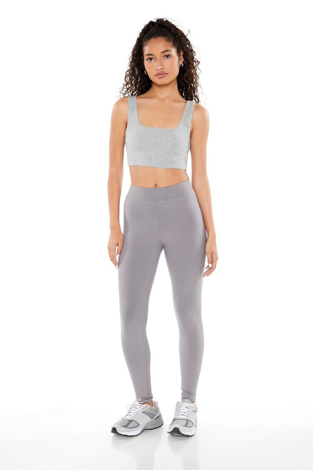 Ribbed Mid-Rise Ankle Leggings
