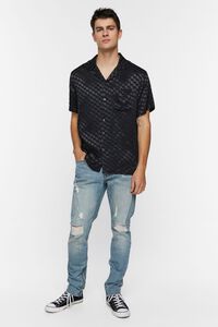 BLACK Satin Checkered Shirt, image 4
