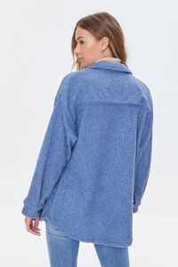 DARK BLUE Faux Shearling Button-Front Shacket, image 4