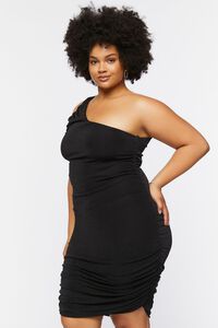 BLACK Plus Size One-Shoulder Mini Dress, image 4