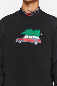 BLACK/MULTI Christmas Tree Car Graphic Pullover, image 5